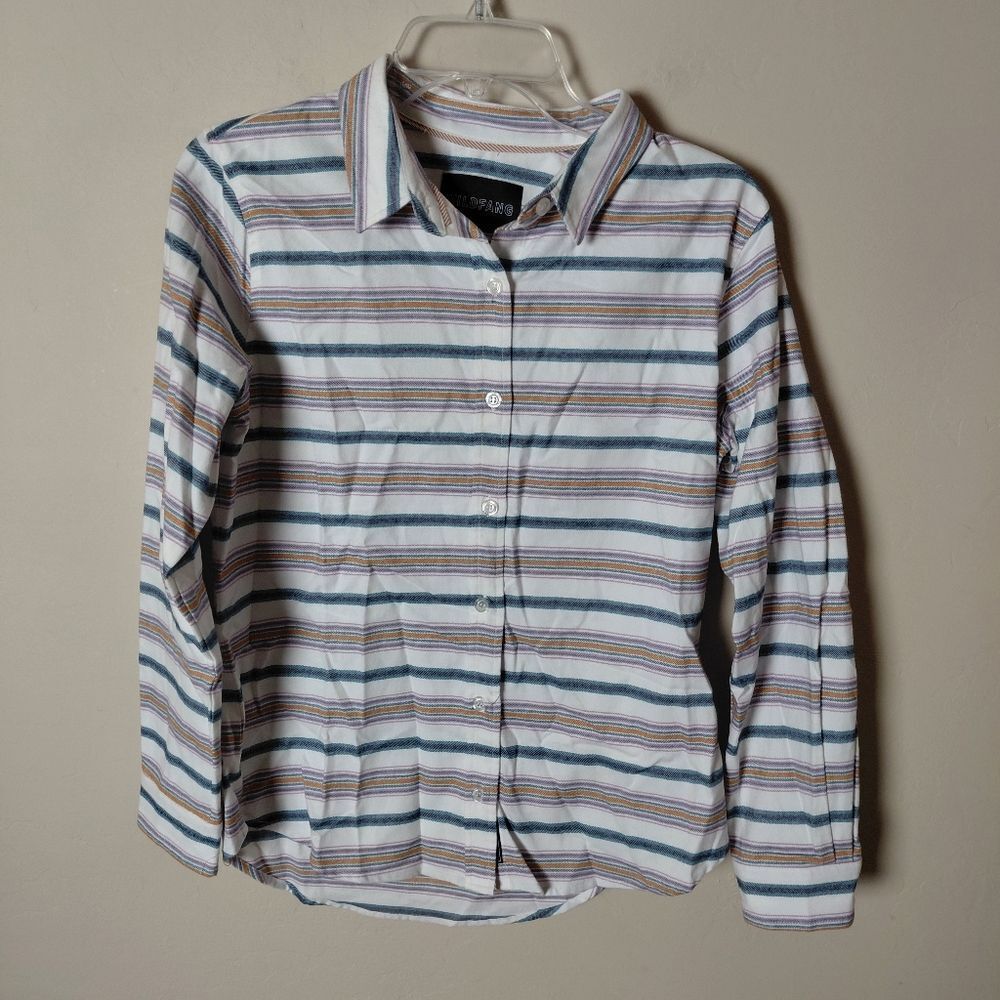 Wildfang The Essential Long Sleeve Button Up Flannel Striped NWT Size XS
